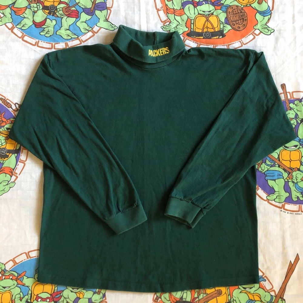 Vintage Single Stitch Greenbay Packers Turtleneck Shirt Mens Large Made in USA